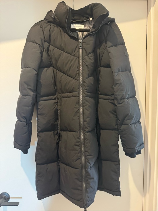 Calvin Klein Jackets & Blazers - Calvin Klein Black Quilted Long Puffer Coat with Hood